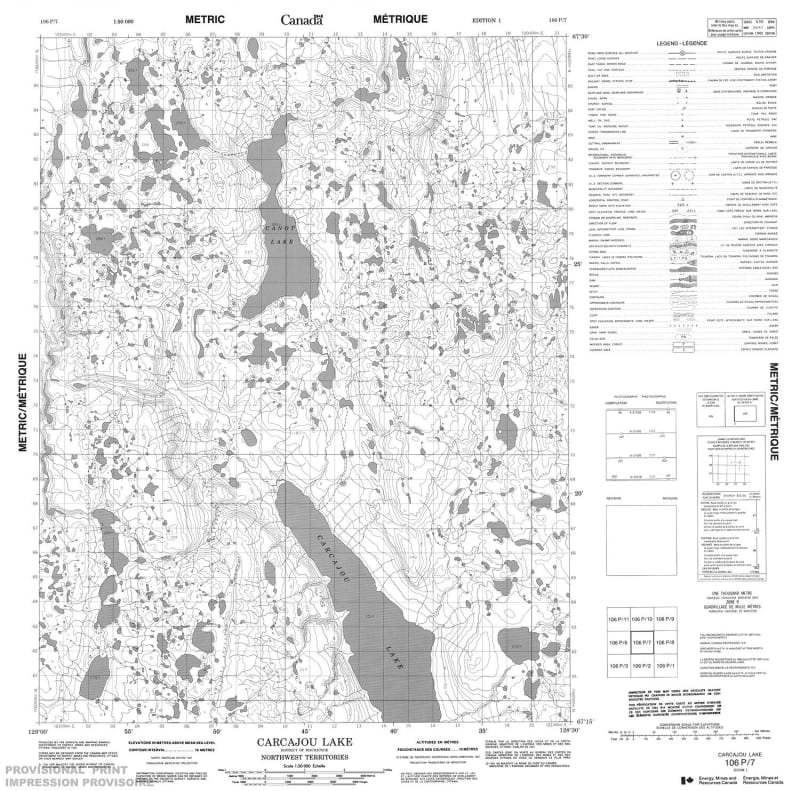 106P07 - CARCAJOU LAKE - Topographic Map