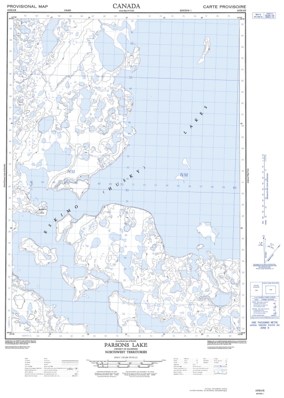 107B15E - PARSONS LAKE - Topographic Map