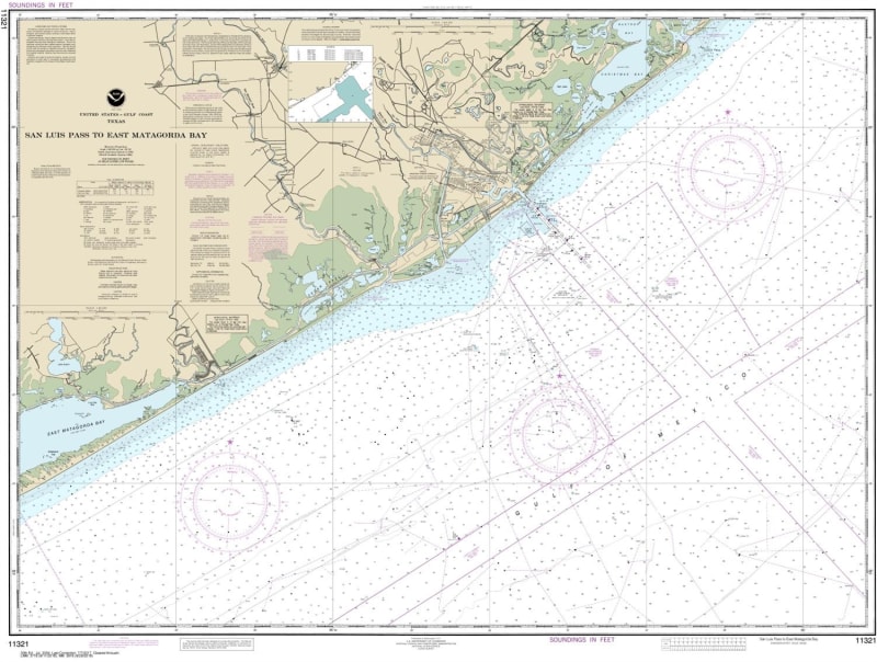 NOAA Chart 11321 Nautical Chart of San Luis Pass to East Matagorda Bay