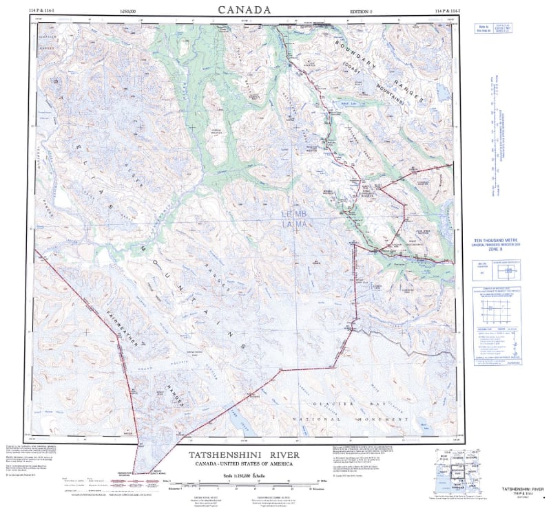 114P - TATSHENSHINI RIVER - Topographic Map