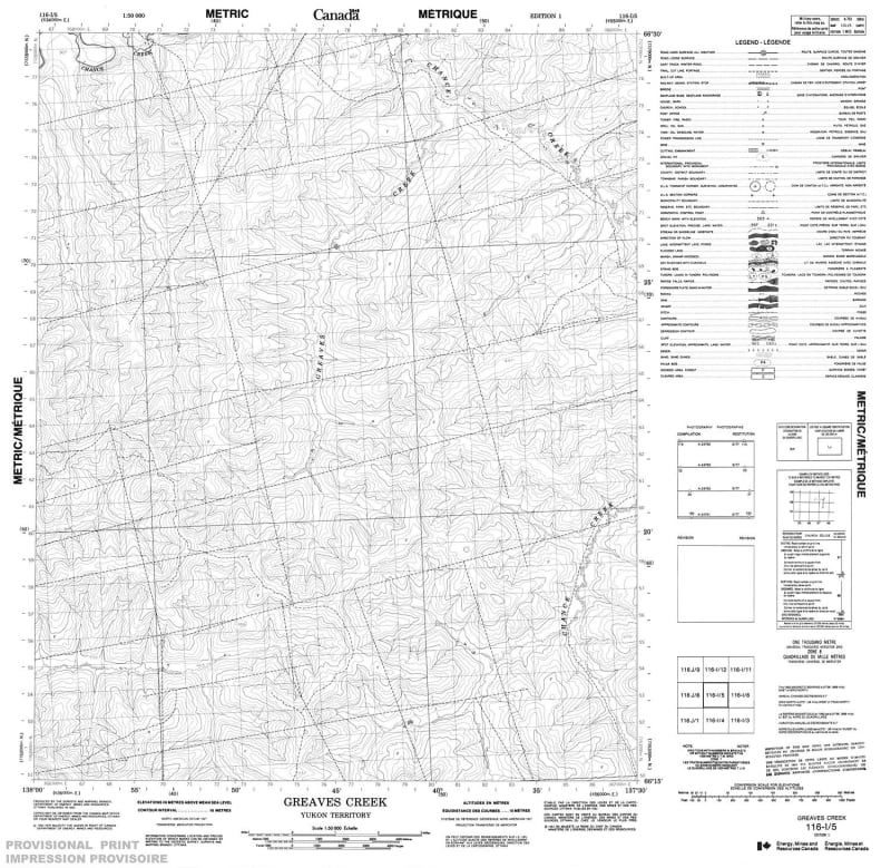 116I05 - GREAVES CREEK - Topographic Map