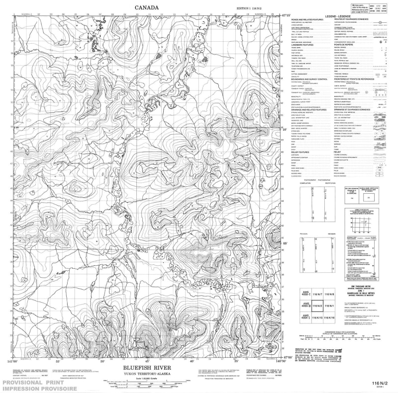 116N02 - BLUEFISH RIVER - Topographic Map