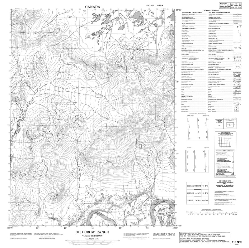 116N09 - OLD CROW RANGE - Topographic Map