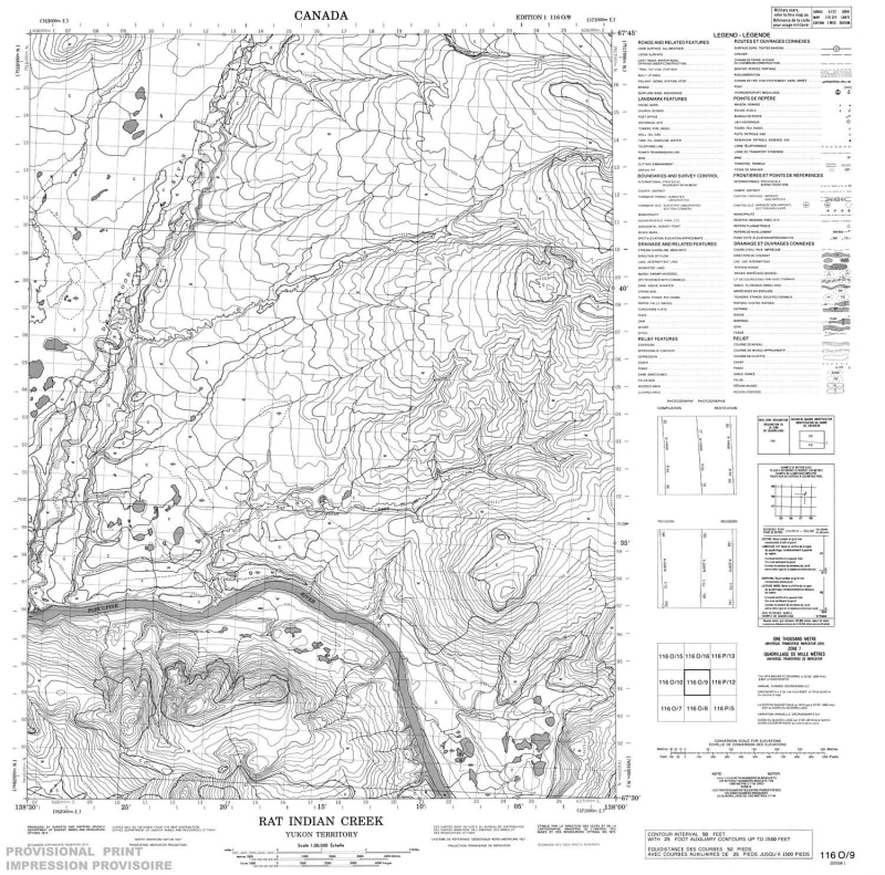 116O09 - RAT INDIAN CREEK - Topographic Map