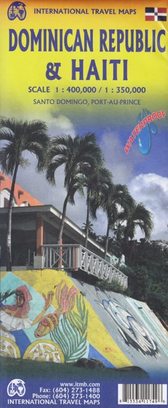 Waterproof ITMB map for Dominican Republic & Haiti. Navigate Punta Cana, Santo Domingo, Puerto Plata, and LaferriÃ¨re Citadel. Includes elevation detail.