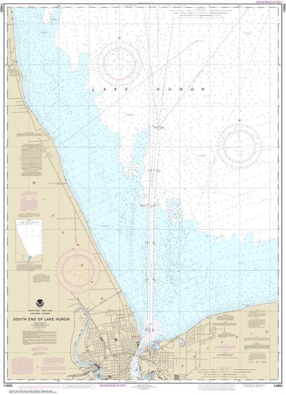 NOAA Chart 14865. Nautical Chart of South End of Lake Huron. NOAA
