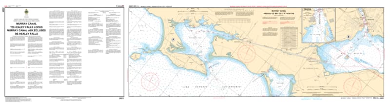 2021 Murray Canal to Healey Falls Locks Nautical Chart - A set of four official Canadian maritime maps featuring depth soundings and lock station details for the lower Trent-Severn Waterway.