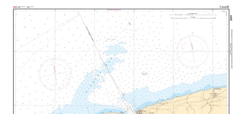 2043 Lower Niagara River & Approaches Nautical Chart - An official Canadian maritime map featuring depth soundings and international boundary details for the Niagara River.