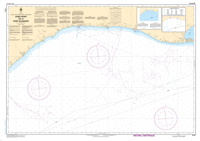2121 Long Point to Port Glasgow Nautical Chart showing Lake Erie navigation details 2121 Long Point to Port Glasgow Nautical Chart showing Lake Erie navigation details