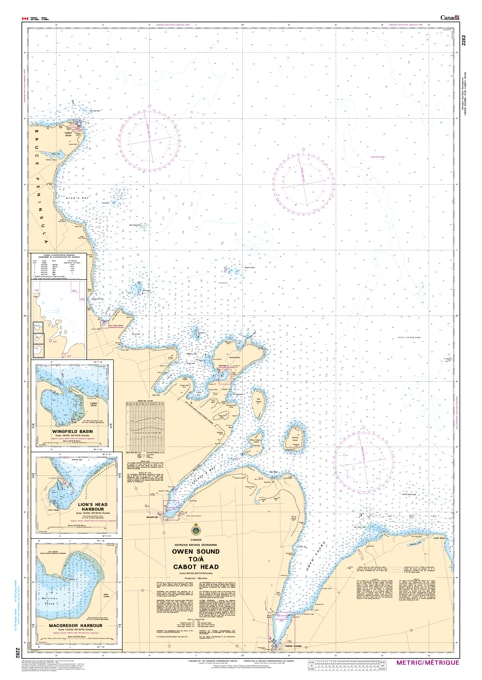 CHS Chart 2282 Owen Sound to Cabot Head hydrographic map Ontario CHS Chart 2282 Owen Sound to Cabot Head hydrographic map Ontario