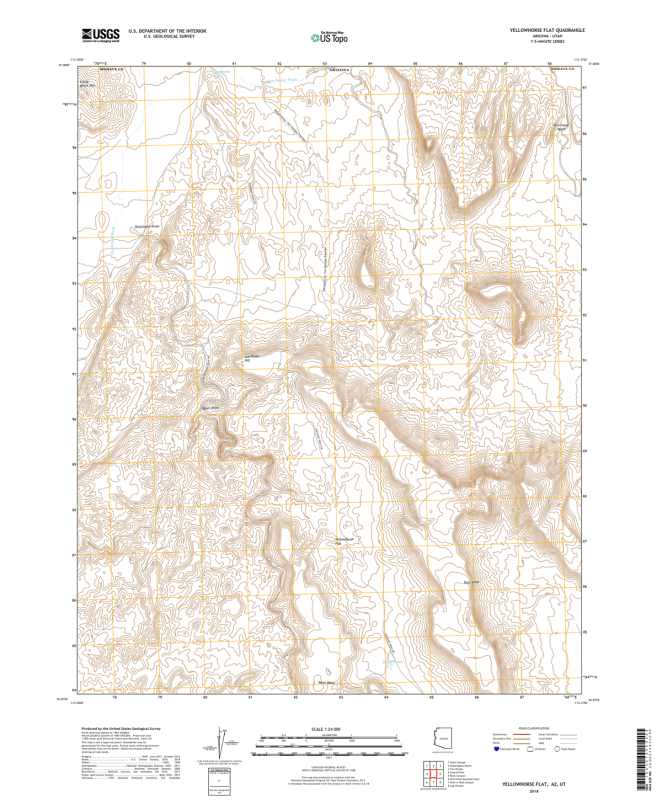Yellowhorse Flat Arizona - Utah - 24k Topo Map