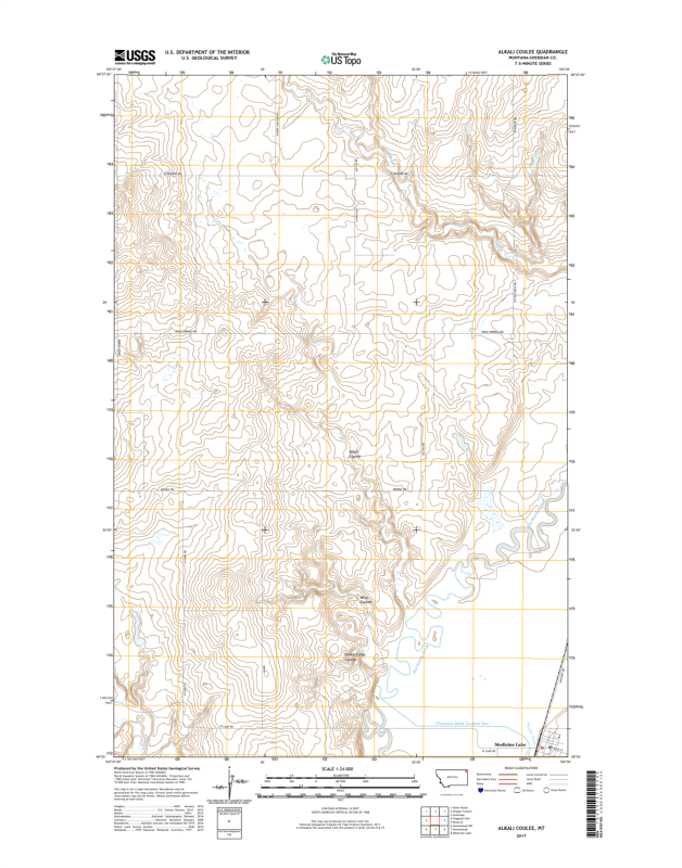 Alkali Coulee Montana - 24k Topo Map
