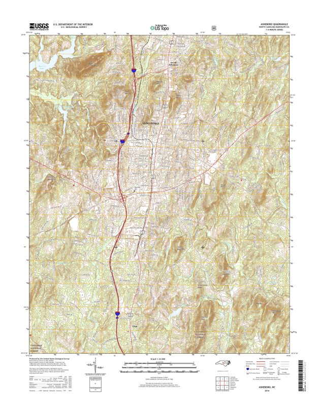 Asheboro North Carolina  - 24k Topo Map