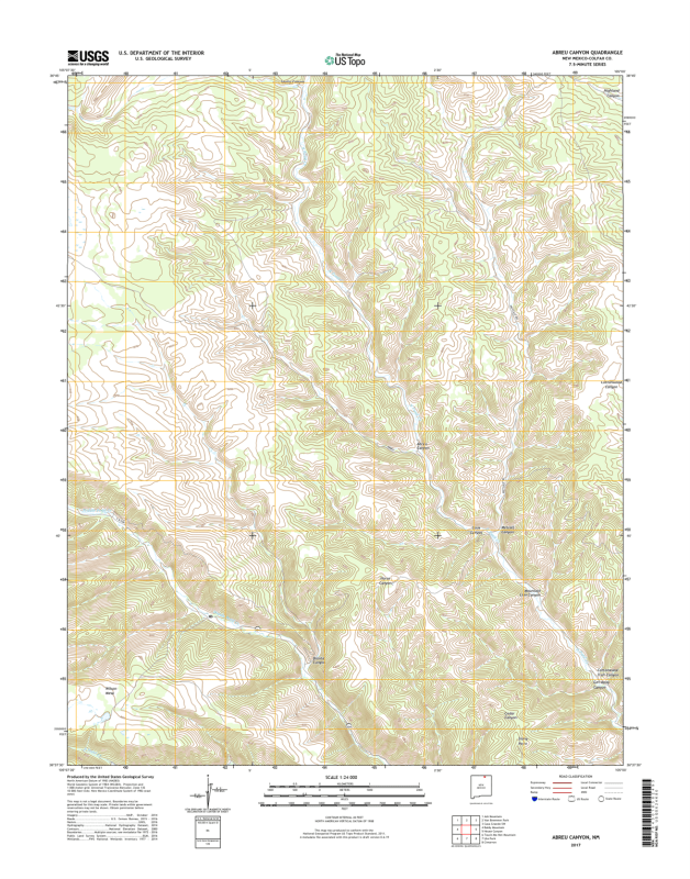 Abreu Canyon New Mexico - 24k Topo Map
