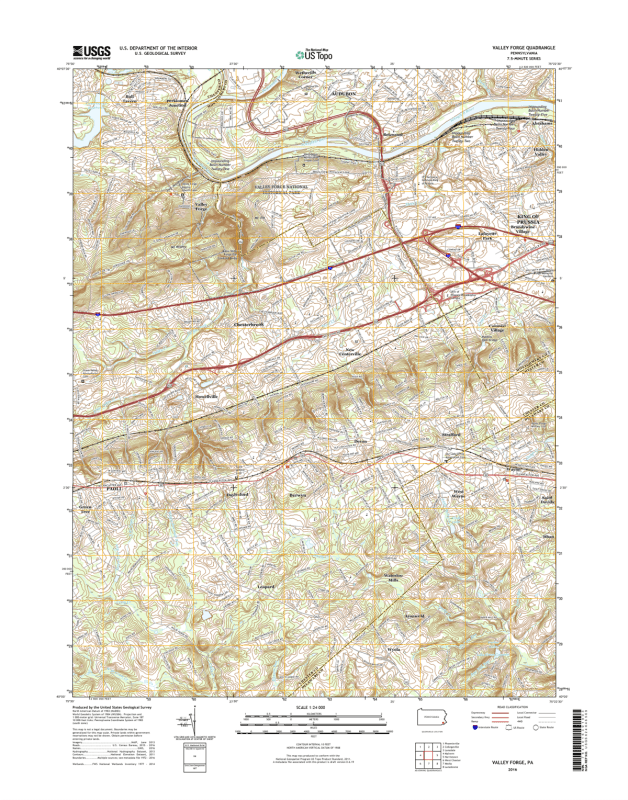 Valley Forge Pennsylvania  - 24k Topo Map
