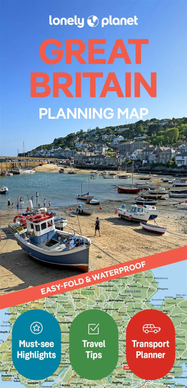 Lonely Planet Great Britain Planning Map featuring a waterproof, tear-resistant design, protective slipcase, and expert road trip itineraries for England, Scotland, and Wales. Lonely Planet Great Britain Planning Map featuring a waterproof, tear-resistant design, protective slipcase, and expert road trip itineraries for England, Scotland, and Wales.