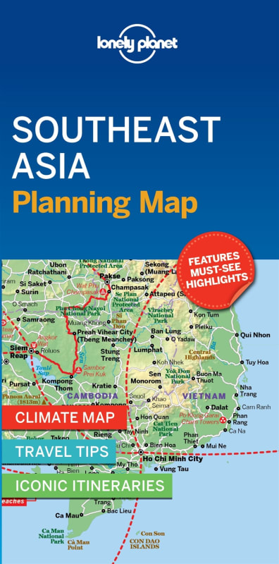 Lonely Planet Southeast Asia Planning Map featuring a protective slipcase, premium paper, and easy-fold design for multi-country travel. Lonely Planet Southeast Asia Planning Map featuring a protective slipcase, premium paper, and easy-fold design for multi-country travel.