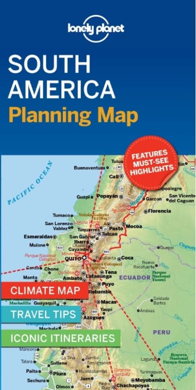 Lonely Planet South America Planning Map in its protective slipcase, featuring an easy-fold design and tailored travel itineraries. Lonely Planet South America Planning Map in its protective slipcase, featuring an easy-fold design and tailored travel itineraries.