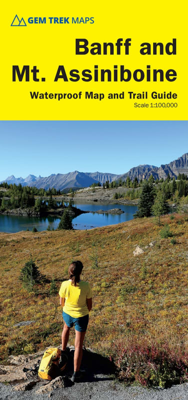 Gem Trek Banff and Mount Assiniboine waterproof hiking map featuring 50-metre contour lines, Mt. Shark access routes, and Egypt Lake trail descriptions. Gem Trek Banff and Mount Assiniboine waterproof hiking map featuring 50-metre contour lines, Mt. Shark access routes, and Egypt Lake trail descriptions.