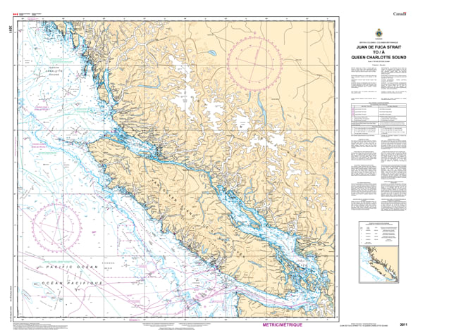 Navigate the west coast of Vancouver Island safely with CHS Chart 3011. Official 2026 regional depth data and coastal configurations for Juan de Fuca Strait to Queen Charlotte Sound. Navigate the west coast of Vancouver Island safely with CHS Chart 3011. Official 2026 regional depth data and coastal configurations for Juan de Fuca Strait to Queen Charlotte Sound.