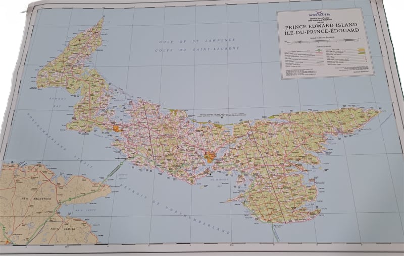 Prince Edward Island (PEI) Wall Map. Detailed wall map for beautiful Prince Edward Island. Includes cities, towns, villages, highways, primary, secondary and local roads including the Confederation Bridge, First Nations Reserves, contours lakes and rivers
