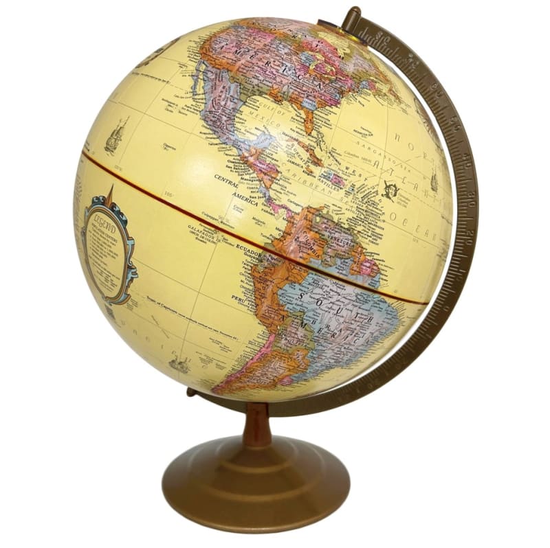 Ajoutez une touche vintage Ã&nbsp; votre dÃ©cor avec le Globemaster Antique. Globe de 30 cm au style parchemin, montÃ© sur un socle mÃ©tallique robuste. L'Ã©lÃ©gance signÃ©e Replogle.
