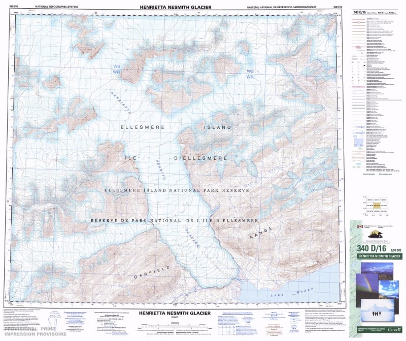 340D16 - HENRIETTA NESMITH GLACIER - Topographic Map