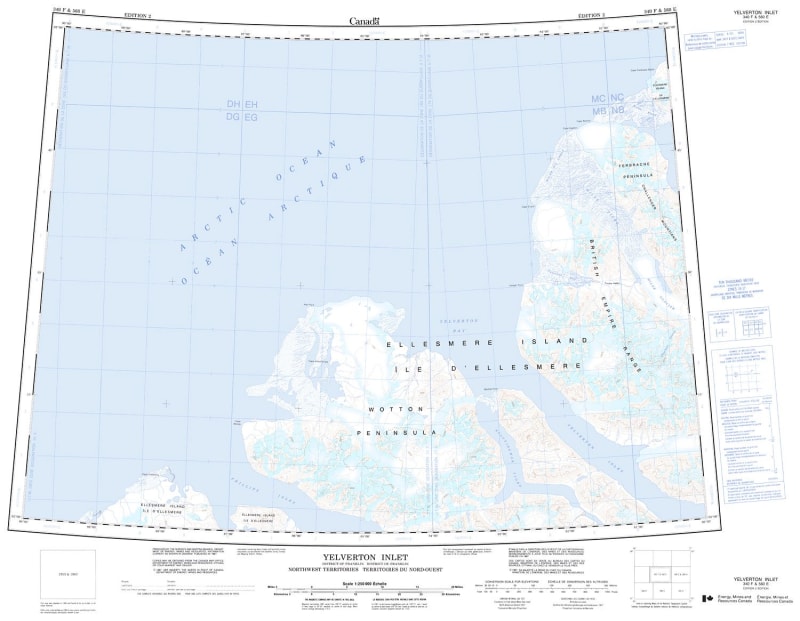 340F - YELVERTON INLET - Topographic Map