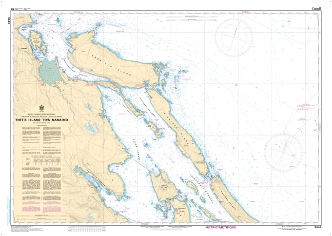 CHS Chart 3443 - Official Canadian Nautical Chart for Thetis Island to Nanaimo, featuring Dodd Narrows, Valdes Island, and Nanaimo Harbour. CHS Chart 3443 - Official Canadian Nautical Chart for Thetis Island to Nanaimo, featuring Dodd Narrows, Valdes Island, and Nanaimo Harbour.