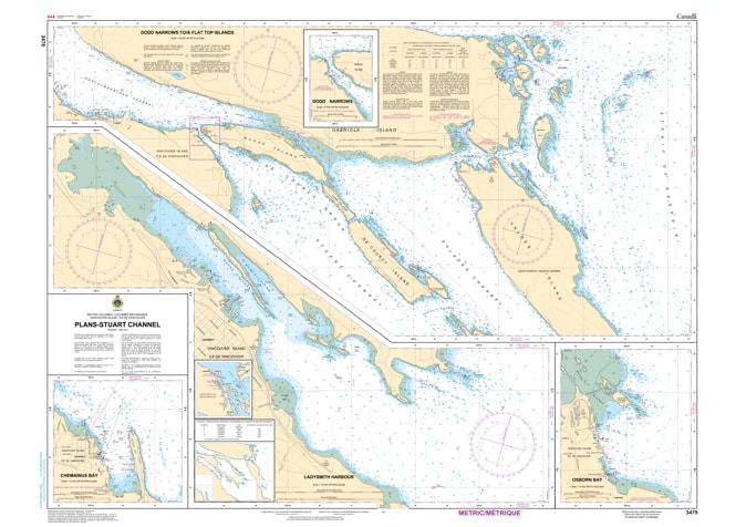 CHS Chart 3475 - Official Canadian Nautical Chart for Stuart Channel Plans, featuring Chemainus, Ladysmith, and Thetis Island. CHS Chart 3475 - Official Canadian Nautical Chart for Stuart Channel Plans, featuring Chemainus, Ladysmith, and Thetis Island.