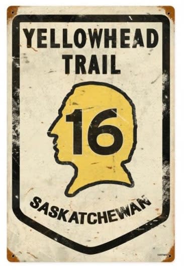 Yellowhead Trail 16 Saskatchewan Vintage Metal Sign