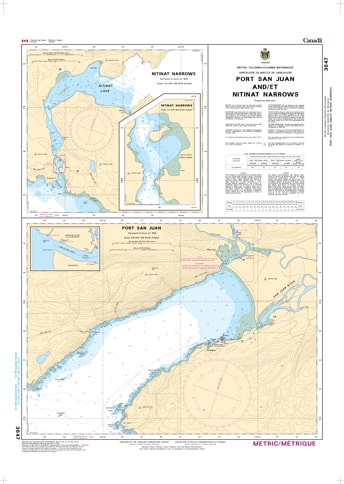 CHS Chart 3647 - Official Canadian Nautical Chart for Port San Juan and Nitinat Narrows, featuring high-detail plans for Port Renfrew and the Nitinat Lake entrance. CHS Chart 3647 - Official Canadian Nautical Chart for Port San Juan and Nitinat Narrows, featuring high-detail plans for Port Renfrew and the Nitinat Lake entrance.