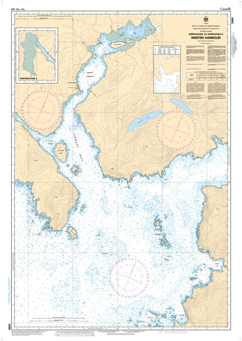 CHS Chart 3686 - Official Canadian Nautical Chart for the Approaches to Winter Harbour, featuring high-detail 1:15,000 scale mapping of Forward Inlet and the Quatsino Sound entrance.