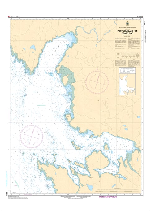 Navigate the west coast of Haida Gwaii safely with CHS Chart 3813. Official 2026 depth data, hazard markers, and coastal details for Port Louis and Otard Bay on Graham Island. Navigate the west coast of Haida Gwaii safely with CHS Chart 3813. Official 2026 depth data, hazard markers, and coastal details for Port Louis and Otard Bay on Graham Island.