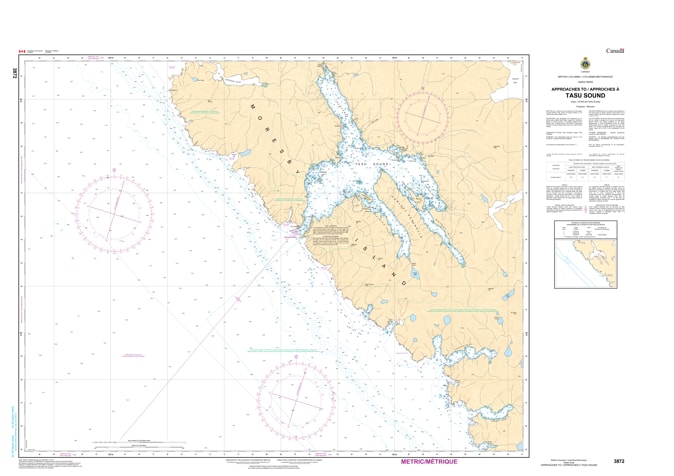 Secure your approach to Haida Gwaii with CHS Chart 3872: Approaches to Tasu Sound. Official 2026 data for offshore navigation, depth soundings, and coastal hazards on Moresby Island's West Coast.