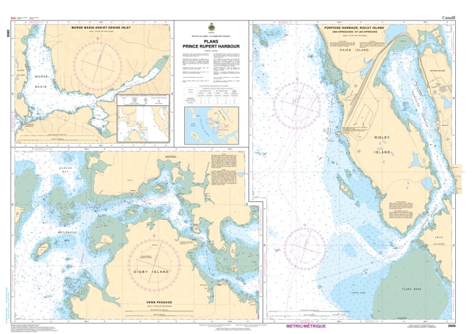CHS Chart 3955 - Official Canadian Nautical Chart for Prince Rupert Harbour, featuring 1:20,000 scale mapping of the port and Fairview Terminal. CHS Chart 3955 - Official Canadian Nautical Chart for Prince Rupert Harbour, featuring 1:20,000 scale mapping of the port and Fairview Terminal.