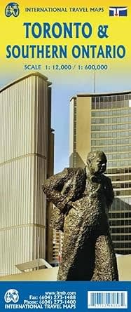 Toronto & Southern Ontario regional travel map. This is a tourist map, not a complete city map, so it concentrates on the city core from the waterfront to St. Clair and from High Park east to the Don Valley. Toronto is a huge urban area and it would be im