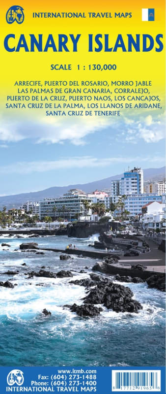 The essential, durable Canary Islands map for your trip. Features all 8 islands (Tenerife, Gran Canaria, Lanzarote, etc.) at the same scale, including hiking trails, resorts, and ferry routes.