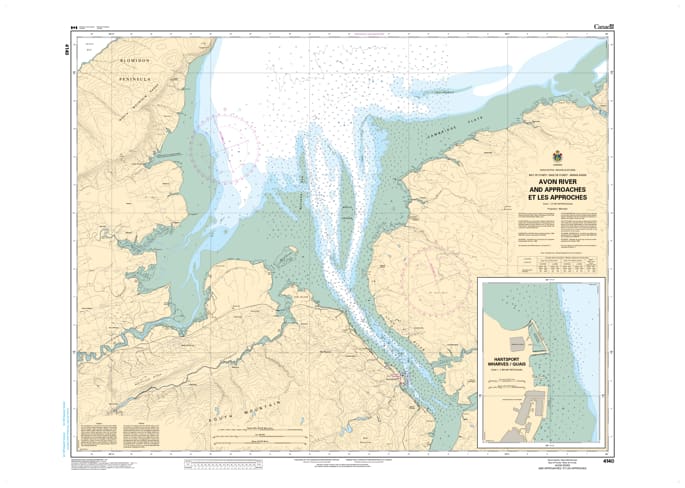 CHS Nautical Chart 4140 for the Avon River and Approaches featuring Hantsport, Windsor, and Minas Basin hydrographic data.
