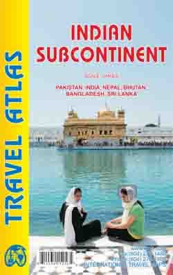 The definitive Indian Sub-Continent Road Atlas covering Pakistan, India, Nepal, Bhutan, Bangladesh, Sri Lanka, and Kashmir. Features high-detail, multi-page maps (e.g., Pakistan 30 pages, Nepal 32 pages) plus 11 city insets. Essential for comprehensive re