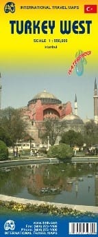 Western Turkey Travel & Road map. The Western Turkey Travel Map is an essential tool for anyone planning to explore the western part of Turkey. This double-sided map covers the western third of the country, from the Greek/Bulgarian border to the Mediterra