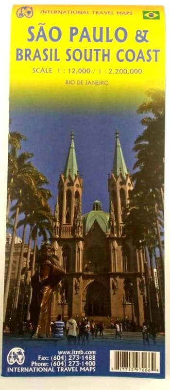 Sao Paulo & Brazil South Coast travel map. includes a large inset of central Rio de Janeiro on the map. Includes the top tourist attractions. overing all of densely-populated Southern Brazil, from Belo Horizonte in the north to Rio Grande in the far south