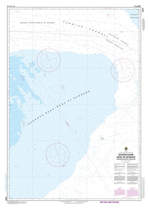 Official CHS Nautical Chart 4255 showing the Eastern Portion of Georges Bank, including the Northeast Peak and the international Hague Line boundary. Official CHS Nautical Chart 4255 showing the Eastern Portion of Georges Bank, including the Northeast Peak and the international Hague Line boundary.