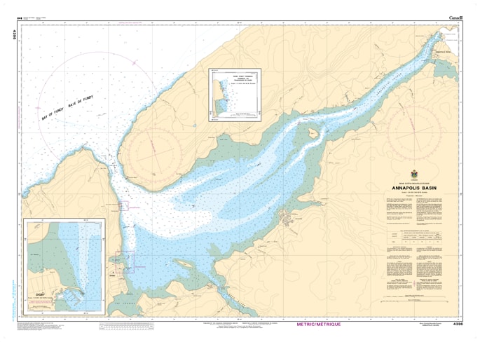 CHS Nautical Chart 4396 Annapolis Basin detailed 1:20,000 scale marine map showing Digby Gut, Prim Point, and depth soundings.