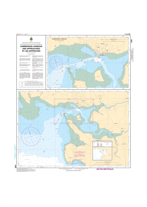 Official CHS Nautical Chart 4459 showing Summerside Harbour, Bedeque Bay, and the approach channel in Prince Edward Island.