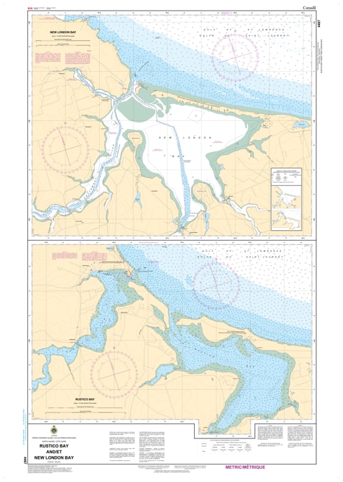Official CHS Nautical Chart 4467 showing Rustico Bay, New London Bay, and the North Shore coastline of Prince Edward Island. Official CHS Nautical Chart 4467 showing Rustico Bay, New London Bay, and the North Shore coastline of Prince Edward Island.