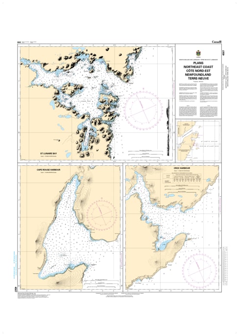 Master the outports with CHS Chart 4507: Plans for the NE Coast of Newfoundland. High-detail harbor maps, official 2026 depth soundings, and hazard markers for Notre Dame Bay and beyond. Master the outports with CHS Chart 4507: Plans for the NE Coast of Newfoundland. High-detail harbor maps, official 2026 depth soundings, and hazard markers for Notre Dame Bay and beyond.