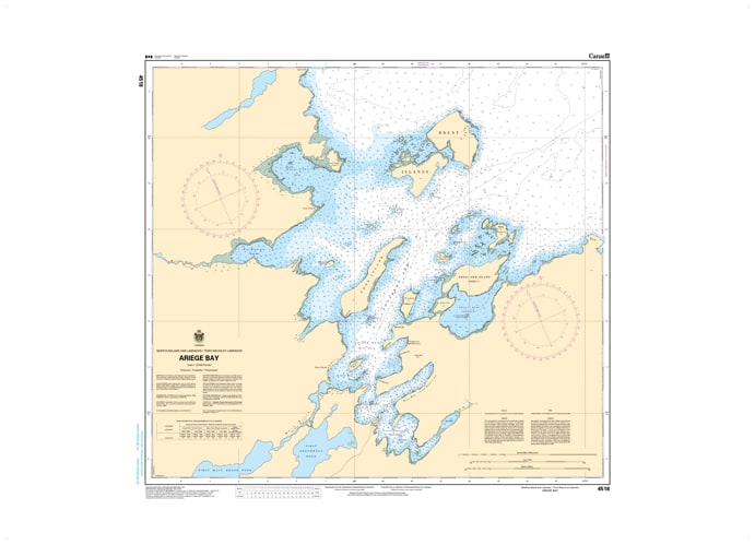 Official CHS Nautical Chart 4518 showing Ariège Bay and the harbour facilities at Main Brook, Newfoundland. Official CHS Nautical Chart 4518 showing Ariège Bay and the harbour facilities at Main Brook, Newfoundland.