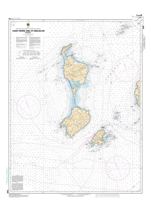 Canadian Hydrographic Service CHS Chart 4626 Saint-Pierre and Miquelon France marine navigation paper chart featuring territorial depth soundings. Canadian Hydrographic Service CHS Chart 4626 Saint-Pierre and Miquelon France marine navigation paper chart featuring territorial depth soundings.