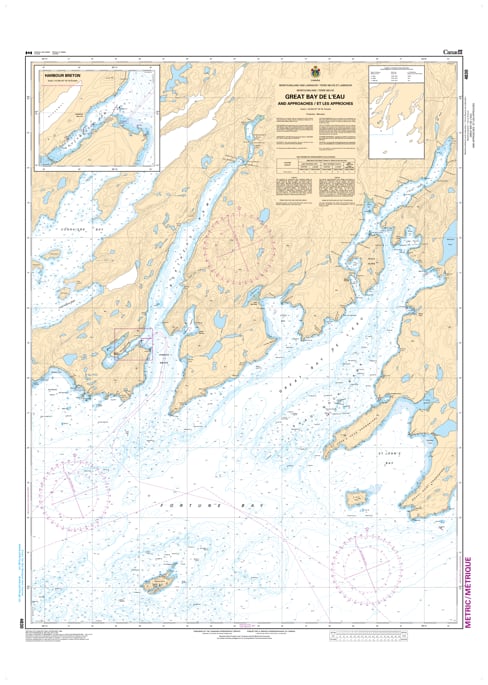 Official Canadian Hydrographic Service CHS Chart 4830 for Great Bay de l'Eau and Approaches featuring a 1:30,000 detailed scale and depth soundings.